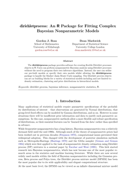 Dirichletprocess: an R Package for Fitting Complex Bayesian Nonparametric Models