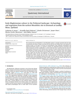 Early Maglemosian Culture in the Preboreal Landscape: Archaeology and Vegetation from the Earliest Mesolithic Site in Denmark at Lundby Mose, Sjælland