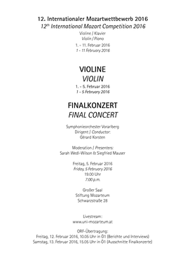 Violine Violin Finalkonzert Final Concert
