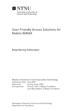 User Friendly Access Solutions for Mobile Wimax