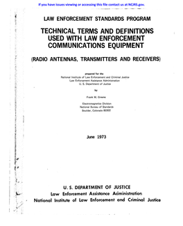 Technicjal Terms and Definitions Used with Law Enforcement Communications Equipment