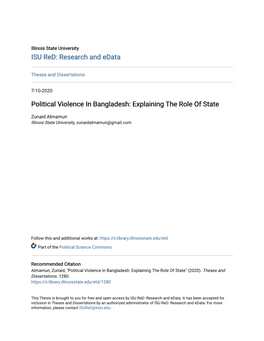 Political Violence in Bangladesh: Explaining the Role of State