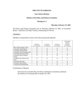 Minutes of the Policy and Finance Committee