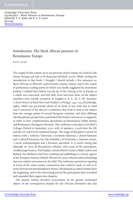 The Black African Presence in Renaissance Europe Kate Lowe