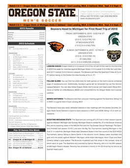 Beavers Head to Michigan for First Road Trip of 2013