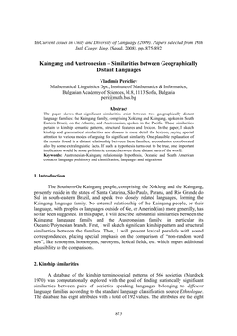 Kaingang and Austronesian – Similarities Between Geographically Distant Languages