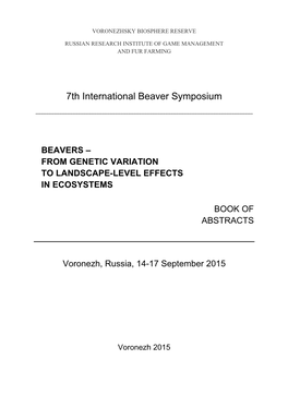 7Th International Beaver Symposium