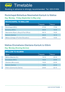 Timetable Booking in Advance Is Strongly Recommended