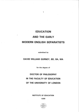 Education and the Early Modern English Separatists