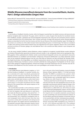 Middle Miocene Macrofloral Elements from the Lavanttal Basin, Austria, Part I. Ginkgo Adiantoides (Unger) Heer______