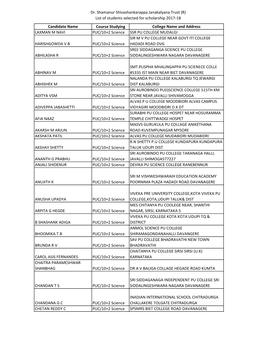 (R) List of Students Selected for Scholarship 2017-18 Candidate