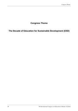 Congress Theme the Decade of Education for Sustainable Development