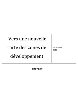 Vers Une Nouvelle Carte Des Zones De Développement