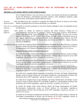 Acta De La Sesión Celebrada El Martes Diez De Septiembre De Dos Mil Diecinueve