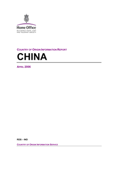 Country of Origin Information Report: China April 2006