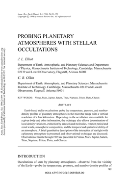 Probing Planetary Atmospheres with Stellar Occultations