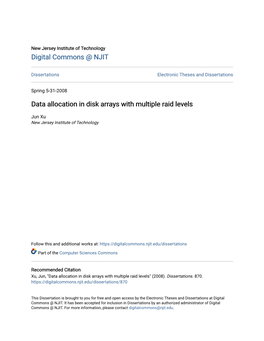 Data Allocation in Disk Arrays with Multiple Raid Levels