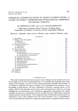 Chemical Communication in Insect Communities: a Guide to Insect Pheromones with Special Emphasis on Social Insects