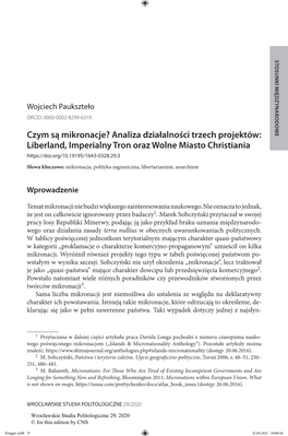 Czym Są Mikronacje? Analiza Działalności Trzech Projektów  37 STOSUNKI MIĘDZYNARODOWE