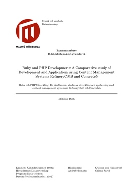 Ruby and PHP Development: a Comparative Study of Development and Application Using Content Management Systems Refinerycms and Concrete5