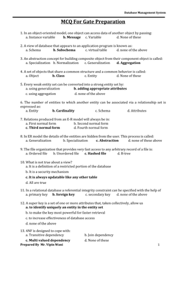 MCQ for Gate Preparation