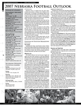 2007 Nebraska Football Outlook Overview Regaining Full Strength by Fall