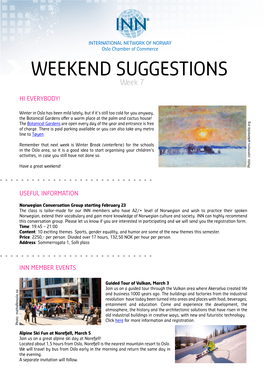 WEEKEND SUGGESTIONS Week 7