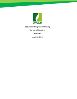 Afghans for Progressive Thinking Narrative Reports to Partners April