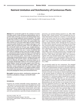 Nutrient Limitation and Stoichiometry of Carnivorous Plants