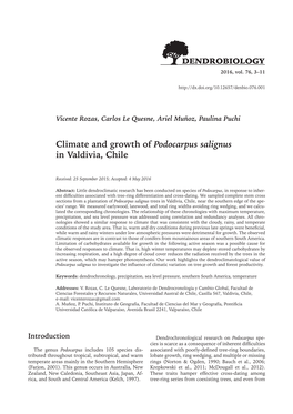 Climate and Growth of Podocarpus Salignus in Valdivia, Chile