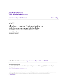 An Investigation of Enlightenment Moral Philosophy Robin Nichole Turner James Madison University