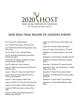 The Full List of 2020 Semi-Final Round of Judging Hosts & Events