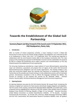 Towards the Establishment of the Global Soil Partnership