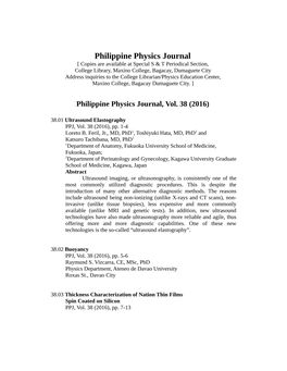 Philippine Physics Journal