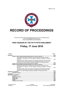 Record of Proceedings