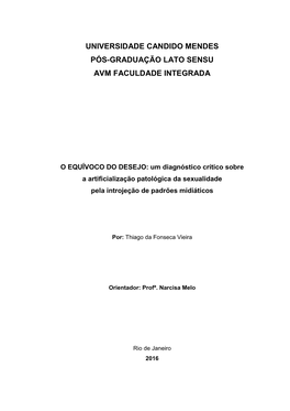 Universidade Candido Mendes Pós-Graduação Lato Sensu Avm Faculdade Integrada