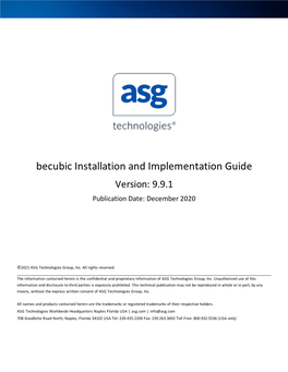 ASG-Becubic Installation and Implementation Guide