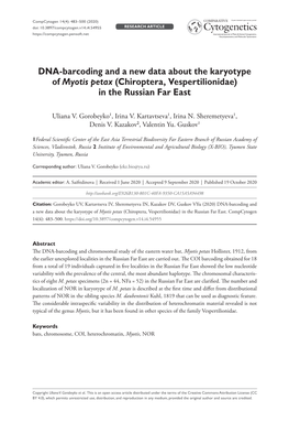 DNA-Barcoding and a New Data About the Karyotype of Myotis Petax (Chiroptera, Vespertilionidae) in the Russian Far East