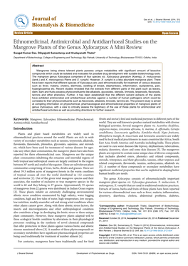 Ethnomedicinal, Antimicrobial and Antidiarrhoeal Studies on The