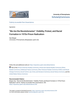 Visibility, Protest, and Racial Formation in 1970S Prison Radicalism