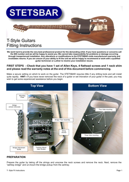 T-Style Guitars Fitting Instructions