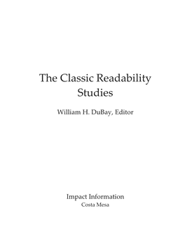 The Classic Readability Studies