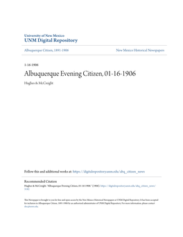 Albuquerque Evening Citizen, 01-16-1906 Hughes & Mccreight
