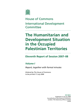 The Humanitarian and Development Situation in the Occupied Palestinian Territories