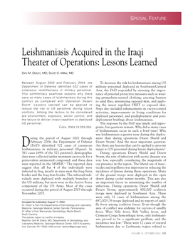 Leishmaniasis Acquired in the Iraqi Theater of Operations: Lessons Learned