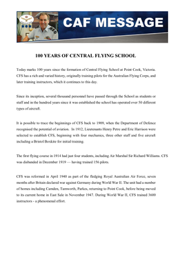 100 Years of Central Flying School
