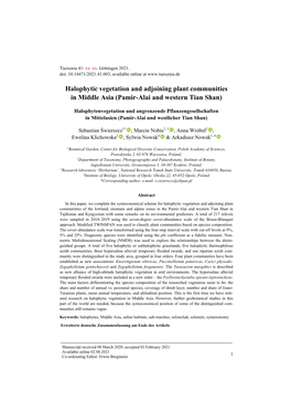 Halophytic Vegetation and Adjoining Plant Communities in Middle Asia (Pamir-Alai and Western Tian Shan)