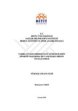 T.C. Hitit Üniversitesi Sağlik Bilimleri Enstitüsü Beden Eğitimi Ve Spor Anabilim Dali