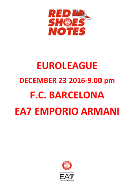 Barcellona-Olimpia Game Notes