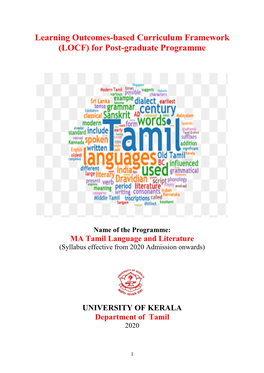 Learning Outcomes-Based Curriculum Framework (LOCF) for Post-Graduate Programme